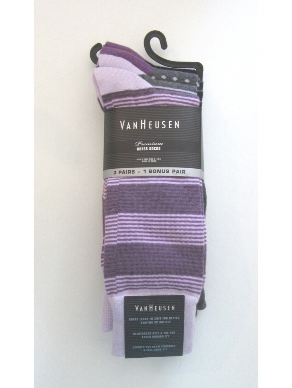 Van Heusen Premium Crew Dress Socks Purple Assorted 4 Pack NWT